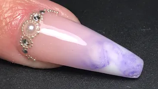 Gel Nails - French Fade Baby Boomer Ombré  & Marbling Nail Art Design Tutorial Video