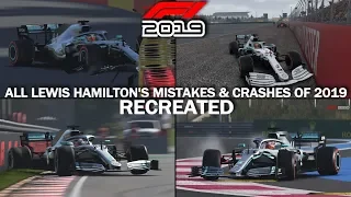 F1 2019 GAME: RECREATING ALL LEWIS HAMILTON'S CRASHES & MISTAKES OF 2019