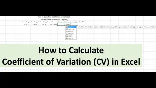 How to calculate coefficient of variation (CV %) in excel