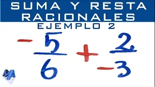 Suma y resta de números racionales | Fracciones negativas | Ejemplo 2