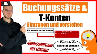 Buchungssätze in T-Konten eintragen + Zusammenhang verstehen