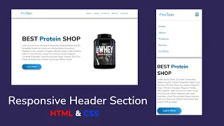 Адаптивный Header Section для сайта используя HTML & CSS || Responsive Header Section Protein Shop