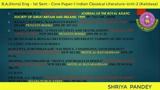 B.A. English Hons. | Indian Classical Literature | 1st Semester | Unit-2 | Kalidasa | SOL