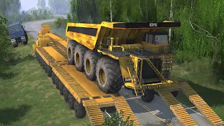 Spintires Mudrunner - Loading Caterpillar 257M 8×8 Dump Truck On Maz 7907 24x24 - Heavy Transporting