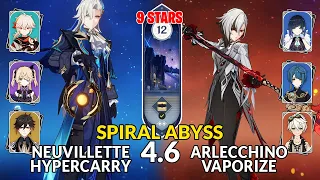 New 4.6 Spiral Abyss│Neuvillette Hypercarry & Arlecchino Vaporize | Floor 12 | Genshin Impact
