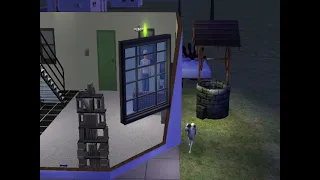 sims 2  mrs crumplebottom climbing out of the wishing well