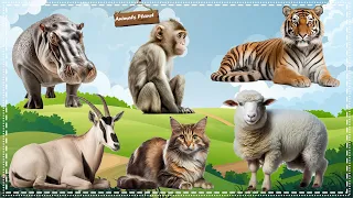 Familiar Animals Life: Monkey, Tiger, Sheep, Cat, Hippopotamus, Oryx