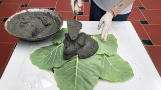 Extremely unique work of art made from taro leaves and cement