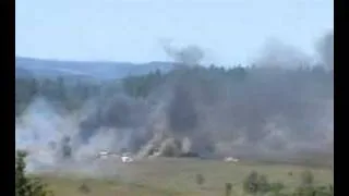 Hind helicopters shooting with guns and rockets