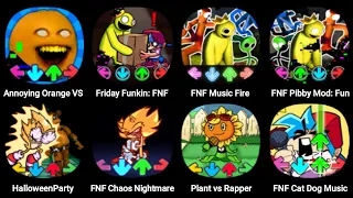 FNF Sliced, Annoying Orange, FNF Halloween Party, FNF Chaos Nightmare, FNF Cat Dog, FNF Pibby Mod