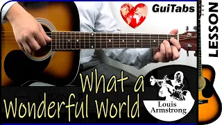 How to play WHAT A WONDERFUL WORLD 🌎💗 - Louis Armstrong / Guitar Lesson 🎸 / GuiTabs #187