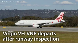 Virgin Australia Regional Airlines (VH-VNP) departs RW03 after a runway inspection at Perth Airport.