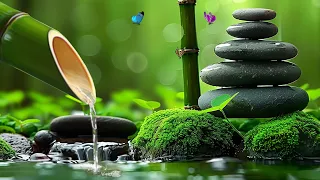Relaxing Piano Music for Sleeping, Nature Sounds, Water Sounds, Bird Sounds, Bamboo Water🌿🌿🌿