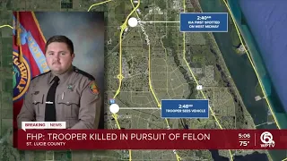 Trooper killed on I-95 in St. Lucie County pursuing felon, FHP says