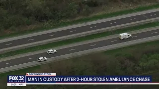 Stolen Chicago ambulance chase lasts 2 hours, man tackled and arrested on interstate