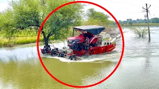 Mahindra Arjun harvester straggling in pond | tractor videos | | Mahindra harvester |