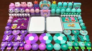 PURPLE VS MINT - Mixing RandomThings and MORE Into GLOSSY Slime ! Satisfying Slime Videos #1488