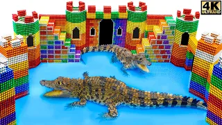 DIY - How To Build Beautiful Castle With Swimming Pool Crocodile From Magnetic Balls ( Satisfying )