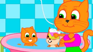 Cats Family in English - Foam Bath Animation 13+