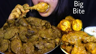 ASMR CHICKEN LIVER CURRY WITH CHICKEN KOSHA & EGG CURRY,KHEER | messy eating