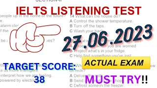 IELTS LISTENING PRACTICE TEST 2023 WITH ANSWERS | 27 JUNE 2023
