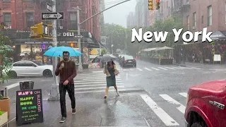 Heavy Rain Walk New York - Walking In A Rainstorm Umbrella And City Sounds For Sleeping Flash Flood