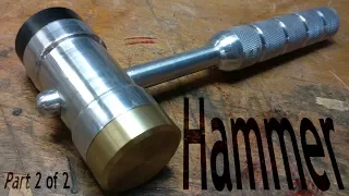 (2/2) Making a Machinists Hammer - Faces and Trim - from aluminum, brass, acetal on the mini lathe