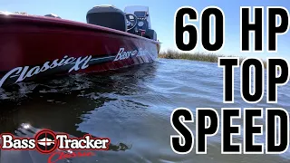 Bass Tracker Classic XL 42 MPH top speed run w/ Mercury 60 HP conversion & Trophy Sport propeller