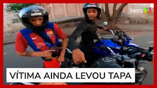 Com câmera em capacete, motociclista grava o próprio assalto no Rio de Janeiro