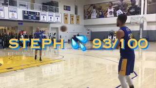re-upload 📺 Stephen Curry buries 93 (94?) of 100 (26 in a row too) 3s @ Warriors practice Feb 2018