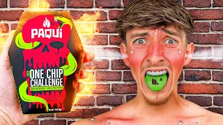 Eating NEW WORLD'S SPICIEST One Chip Challenge! (2023)