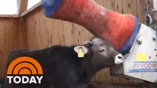 Cow’s Giant Spinning Brush Is The Best Back Scratcher Ever | TODAY