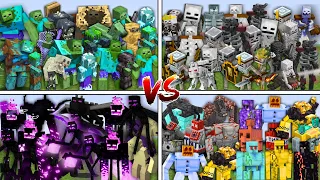 ZOMBIES vs SKELETONS vs ENDERMEN vs GOLEMS in Minecraft Mob Battle