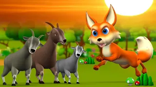 The Wolf and 3 Wise Goats Telugu Story - తోడేలు, మూడు తెలివైన మేకలు కధ 3D Kids Bedtime Fairy Tales