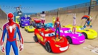 GTAV SPIDER-MAN 2, FIVE NIGHTS AT FREDDY'S, THE AMAZING DIGITAL CIRCUS Join in Epic New Stunt Racing