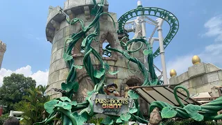 Universal Studios Singapore- Puss In Boots Giant Journey ride POV - plus Shrek gift shop!