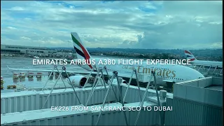 Emirates Airbus A380-800 flight EK226 from San Francisco (SFO) to Dubai (DXB) (2023)