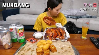 Real Mukbang :) Jamaican Chicken Maryland With Beer  ★ ft. Chicken and Rice, Menbosha, Cheese Ball