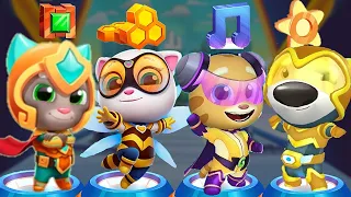 Talking Tom Hero Dash Gold Flash Tom vs Sunbeam Hank vs Queen Bee Angela vs Rockstar Ginger Gameplay