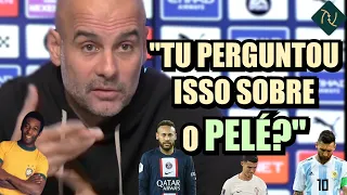 "MAS O MESSI É MAIOR" GUARDIOLA NÃO CURTE PERGUNTA SOBRE PELÉ e DÁ DISCURSO EMOCIONANTE #legendado