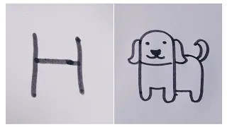 How to draw Dog from latter H //dog drawing easy step by step