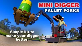 Mini Excavator - PALLET FORKS. How to make better use of your Mini Digger! #minidigger #farmlife
