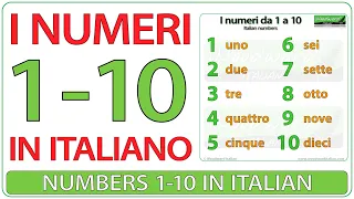 I numeri da 1 a 10 in italiano - Numbers 1-10 in Italian