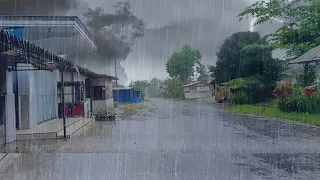 Rain and thunder in a beautiful and cool village,Indonesian rural atmosphere l rain sonds for sleep