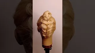 Upside Down Pull-Through Braid Updo ✨️ 🤩 #shorts #hairstyle #braids