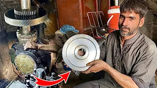 This true machinist creates helical gear out of strongly durable sheets