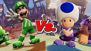 Mario Strikers Battle League - Luigi (Warriors) Vs. Toad (Spikes)