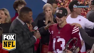 49ers postgame trophy ceremony after defeating Lions in NFC Championship game | NFL on FOX