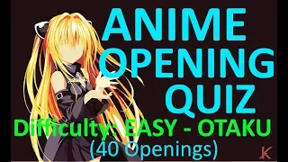 Anime Opening Quiz - 40 Openings [Very Easy - OTAKU]