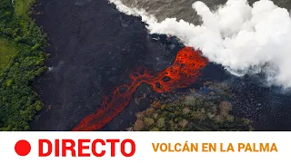 Sigue la caída de LAVA del volcán de LA PALMA al MAR cerca de TAZACORTE | RTVE Noticias